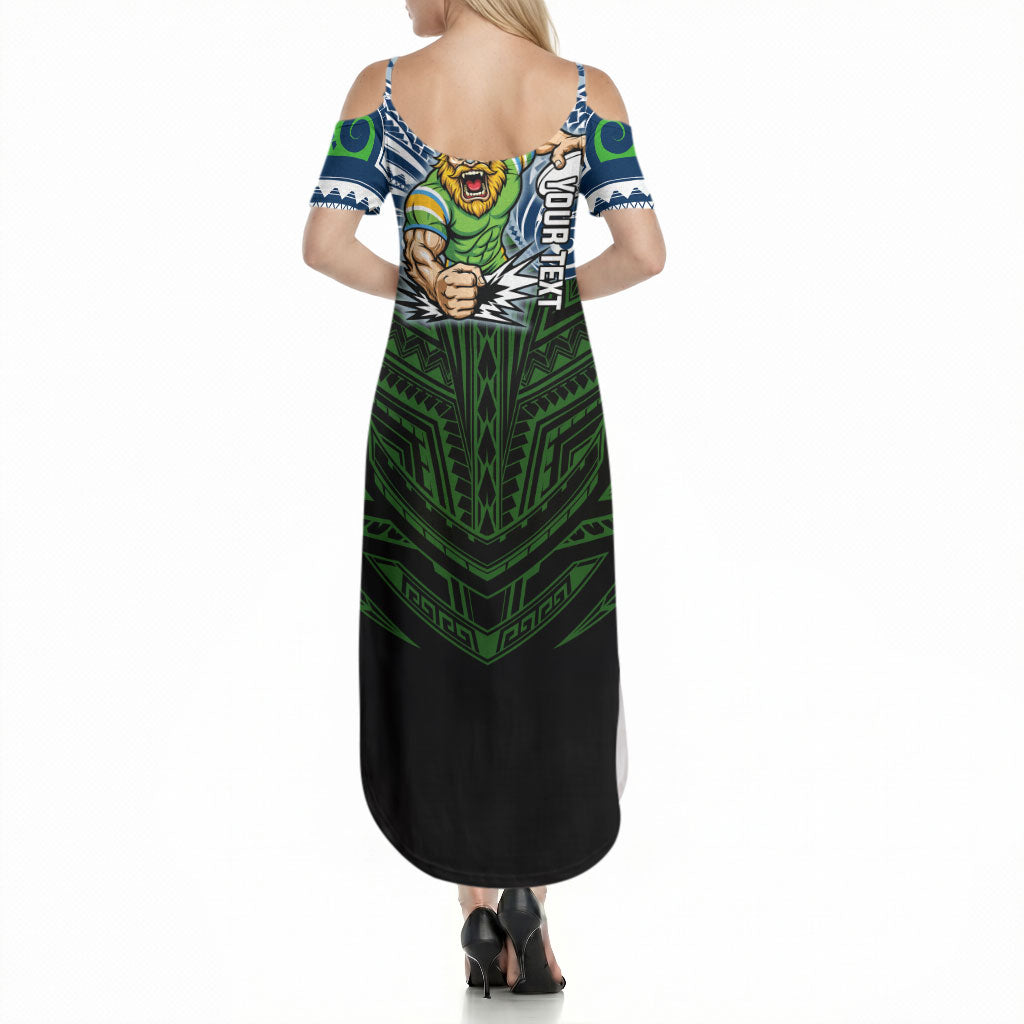 Custom Canberra Raiders Summer Maxi Dress Viking Warrior Polynesia Islander Rugby Mascot