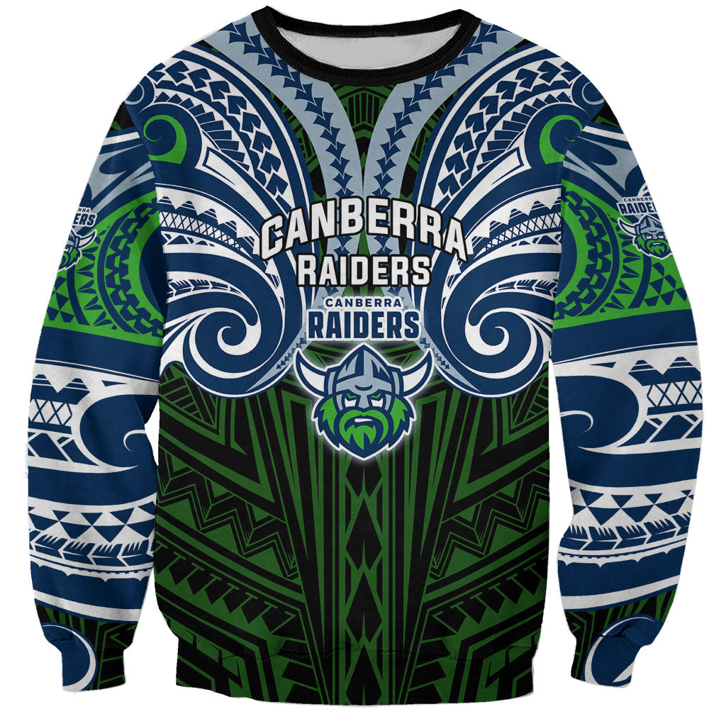 Custom Canberra Raiders Sweatshirt Viking Warrior Polynesia Islander Rugby Mascot