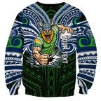 Custom Canberra Raiders Sweatshirt Viking Warrior Polynesia Islander Rugby Mascot