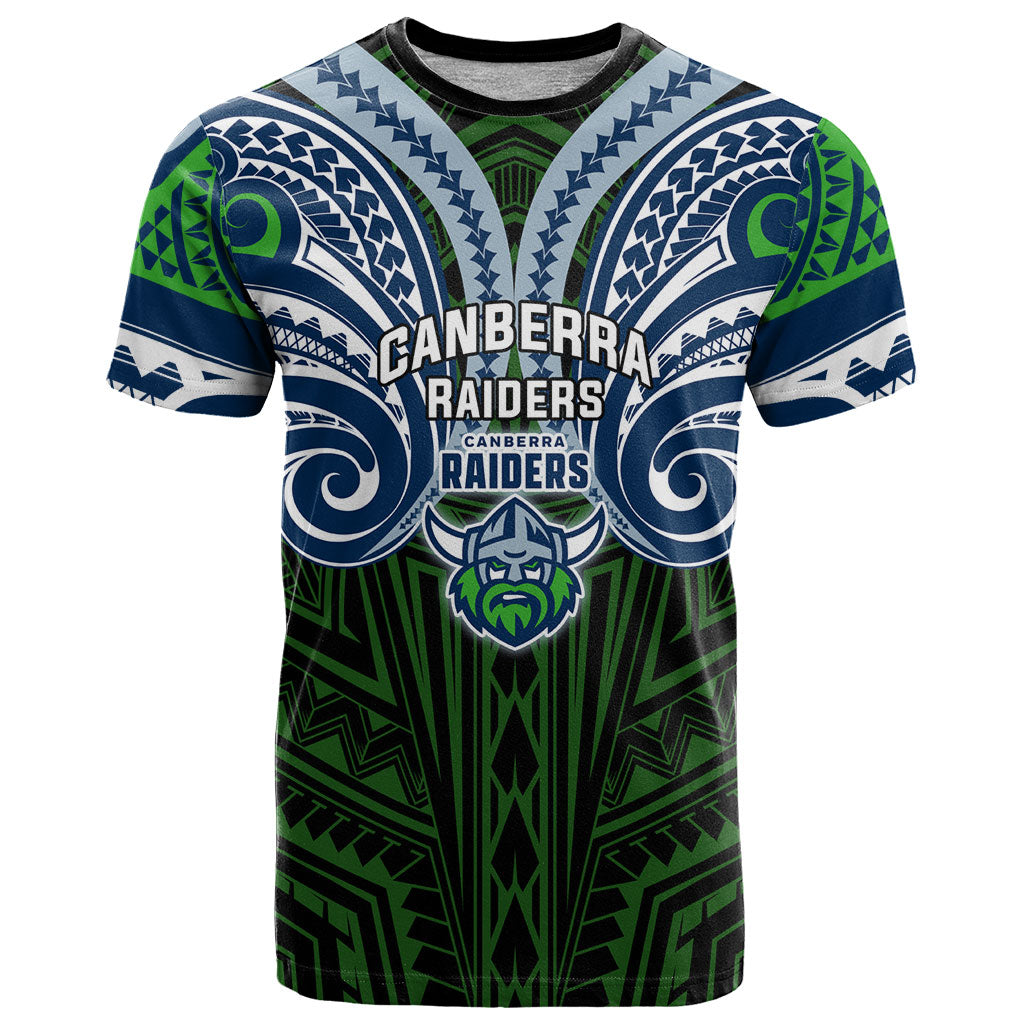 Custom Canberra Raiders T Shirt Viking Warrior Polynesia Islander Rugby Mascot