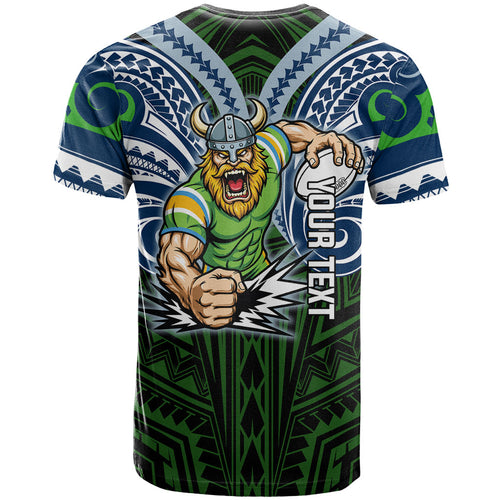Custom Canberra Raiders T Shirt Viking Warrior Polynesia Islander Rugby Mascot