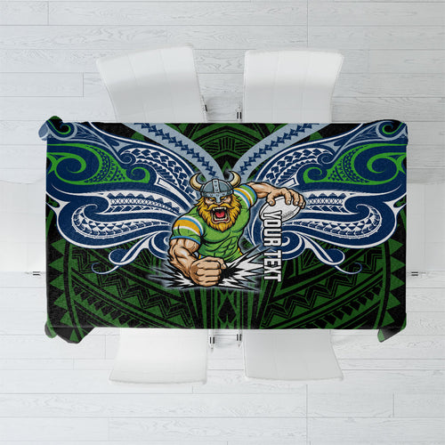 Custom Canberra Raiders Tablecloth Viking Warrior Polynesia Islander Rugby Mascot