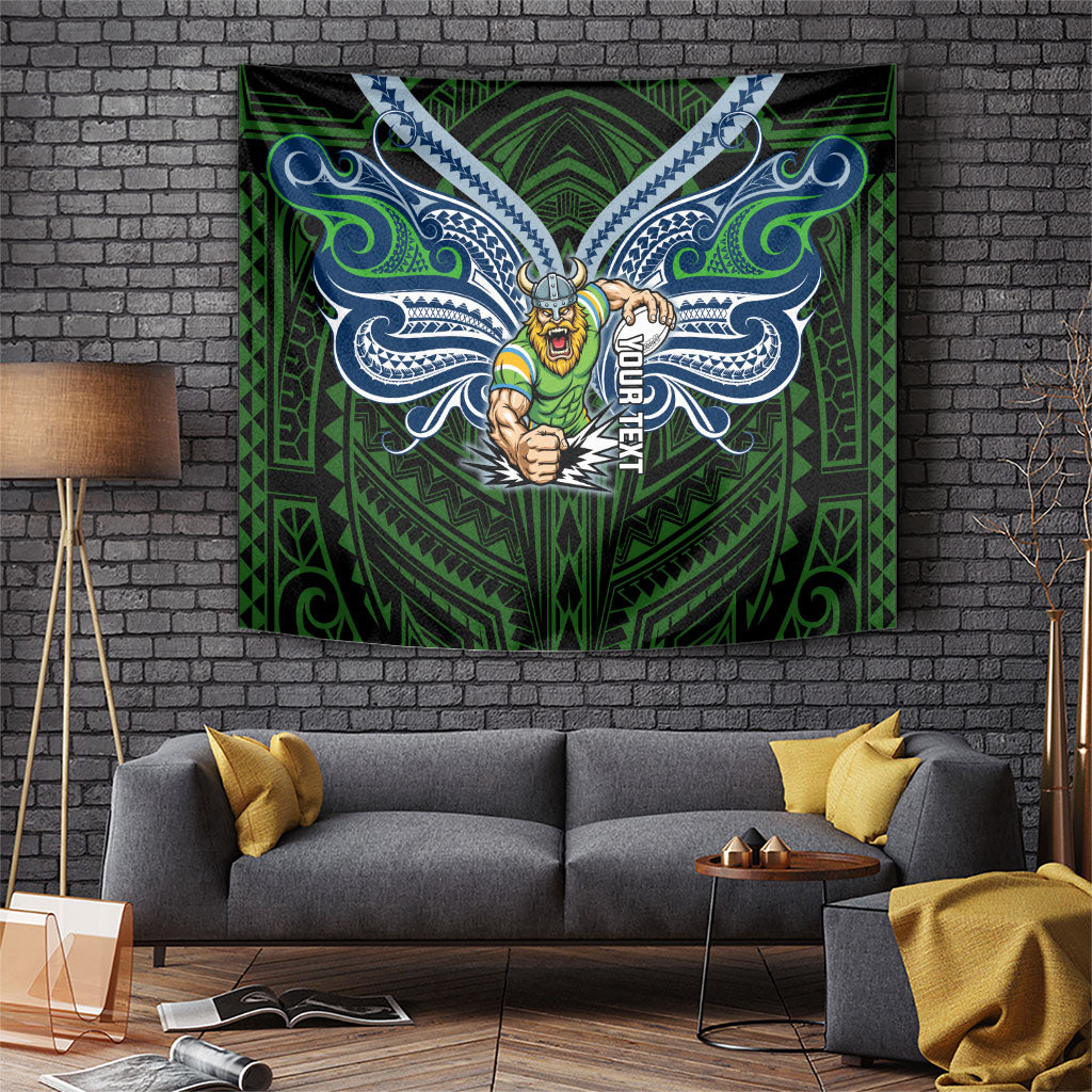 Custom Canberra Raiders Tapestry Viking Warrior Polynesia Islander Rugby Mascot