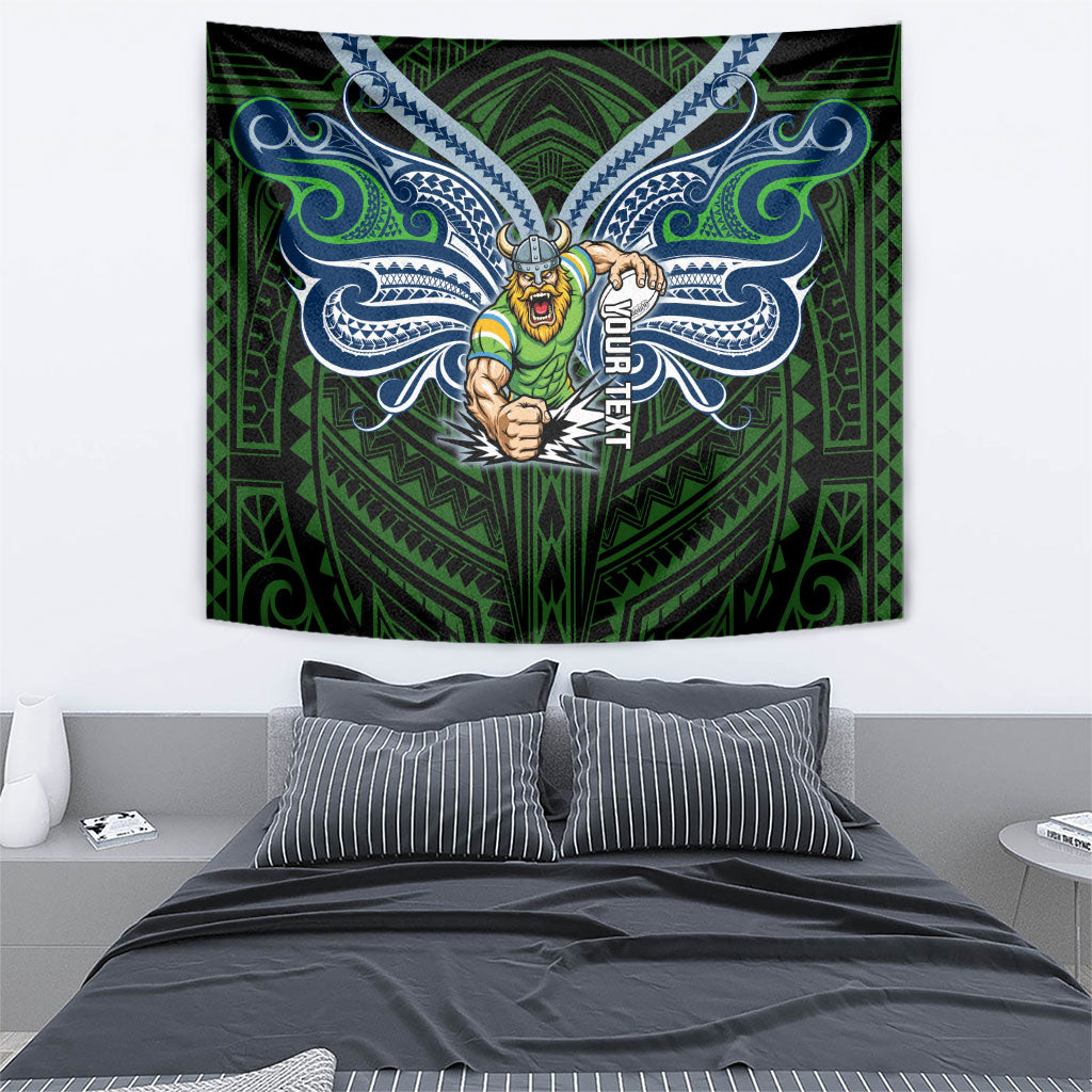 Custom Canberra Raiders Tapestry Viking Warrior Polynesia Islander Rugby Mascot