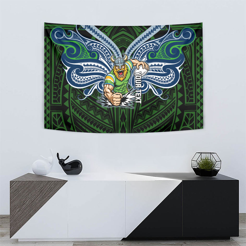 Custom Canberra Raiders Tapestry Viking Warrior Polynesia Islander Rugby Mascot