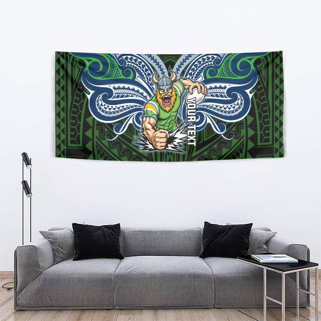 Custom Canberra Raiders Tapestry Viking Warrior Polynesia Islander Rugby Mascot