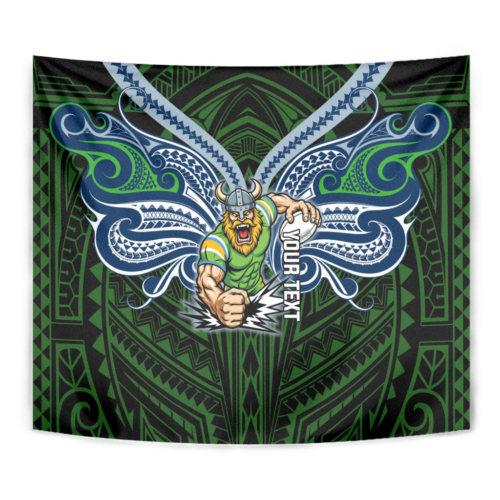 Custom Canberra Raiders Tapestry Viking Warrior Polynesia Islander Rugby Mascot