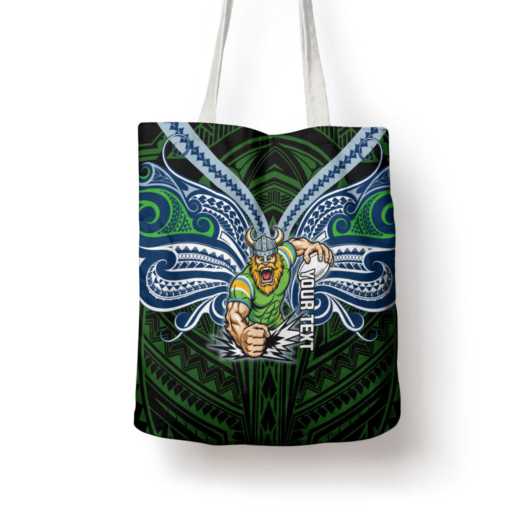 Custom Canberra Raiders Tote Bag Viking Warrior Polynesia Islander Rugby Mascot