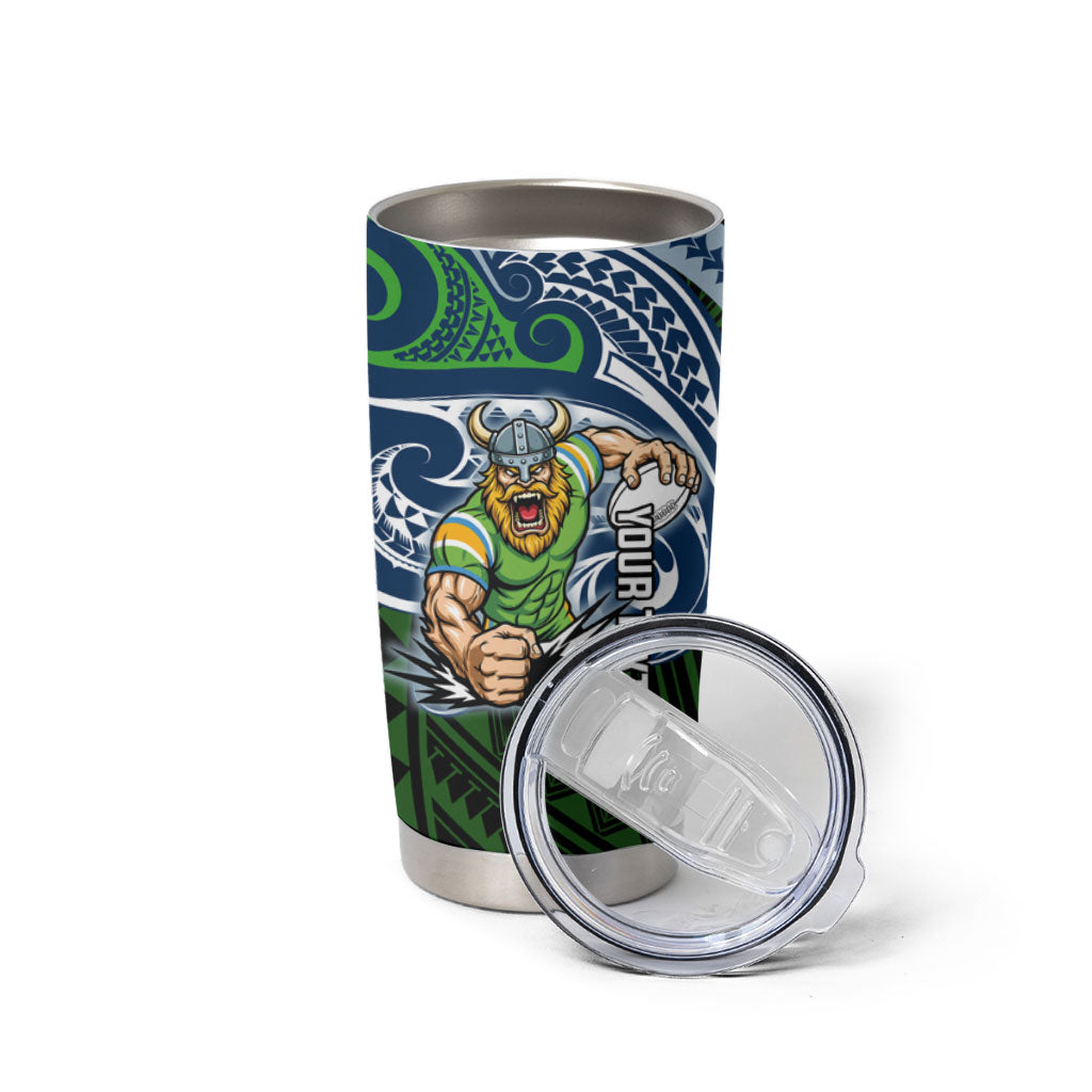 Custom Canberra Raiders Tumbler Cup Viking Warrior Polynesia Islander Rugby Mascot