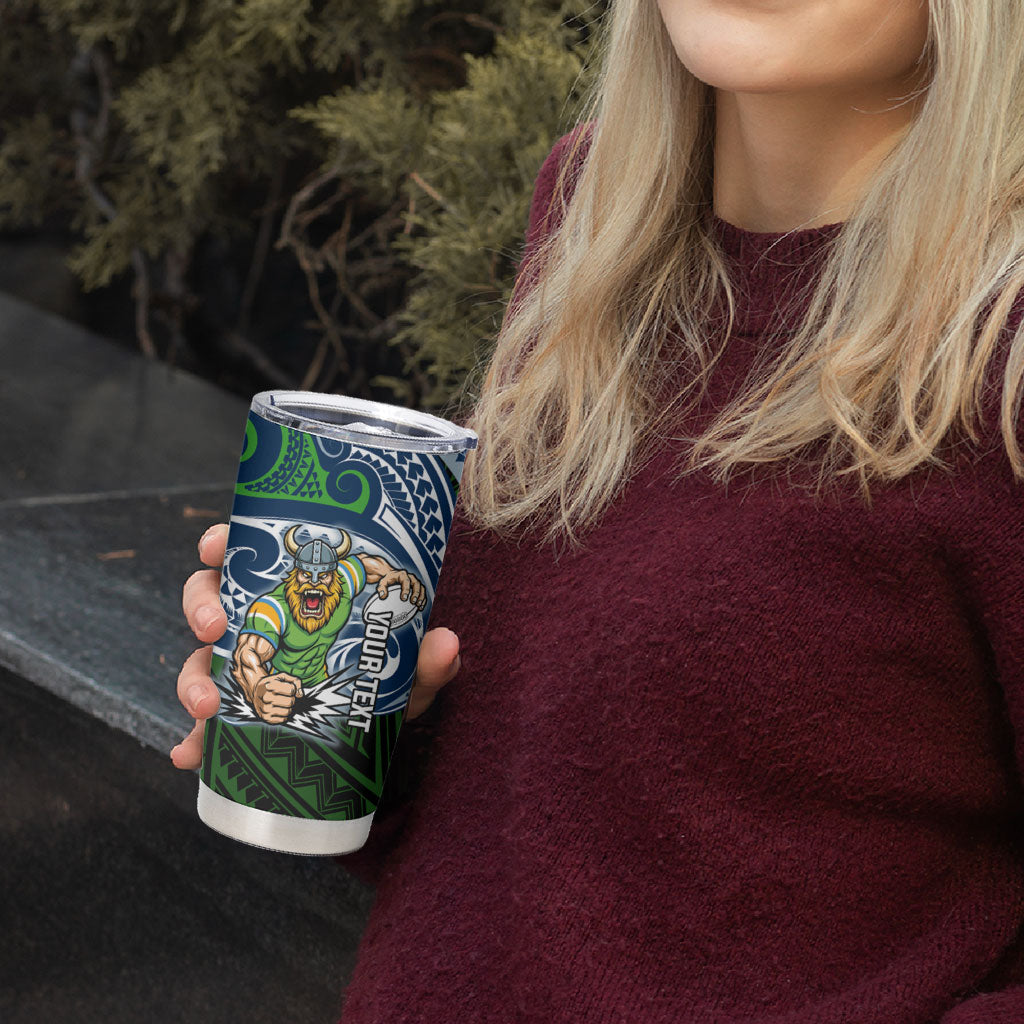 Custom Canberra Raiders Tumbler Cup Viking Warrior Polynesia Islander Rugby Mascot