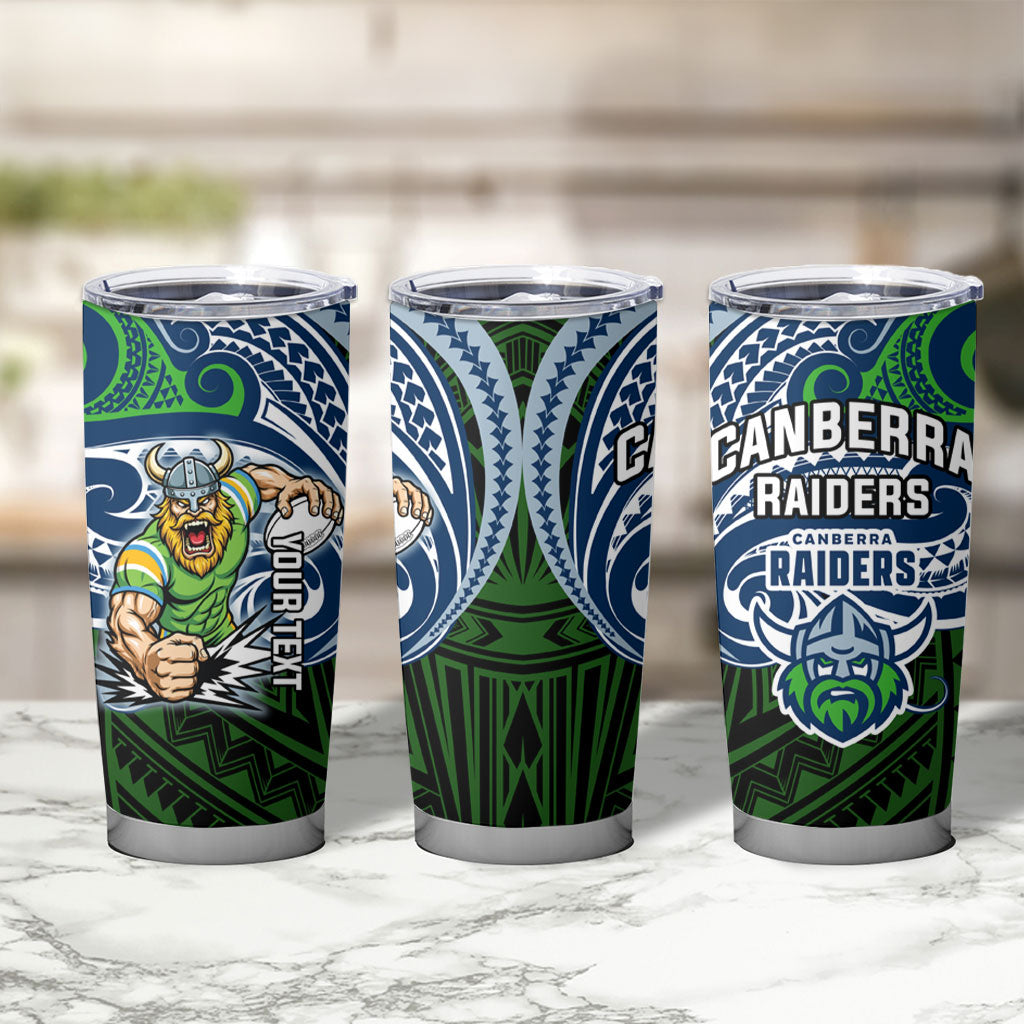 Custom Canberra Raiders Tumbler Cup Viking Warrior Polynesia Islander Rugby Mascot