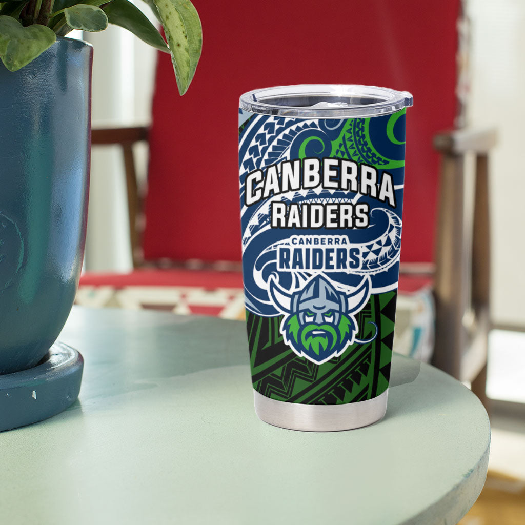 Custom Canberra Raiders Tumbler Cup Viking Warrior Polynesia Islander Rugby Mascot