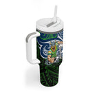 Custom Canberra Raiders Tumbler With Handle Viking Warrior Polynesia Islander Rugby Mascot