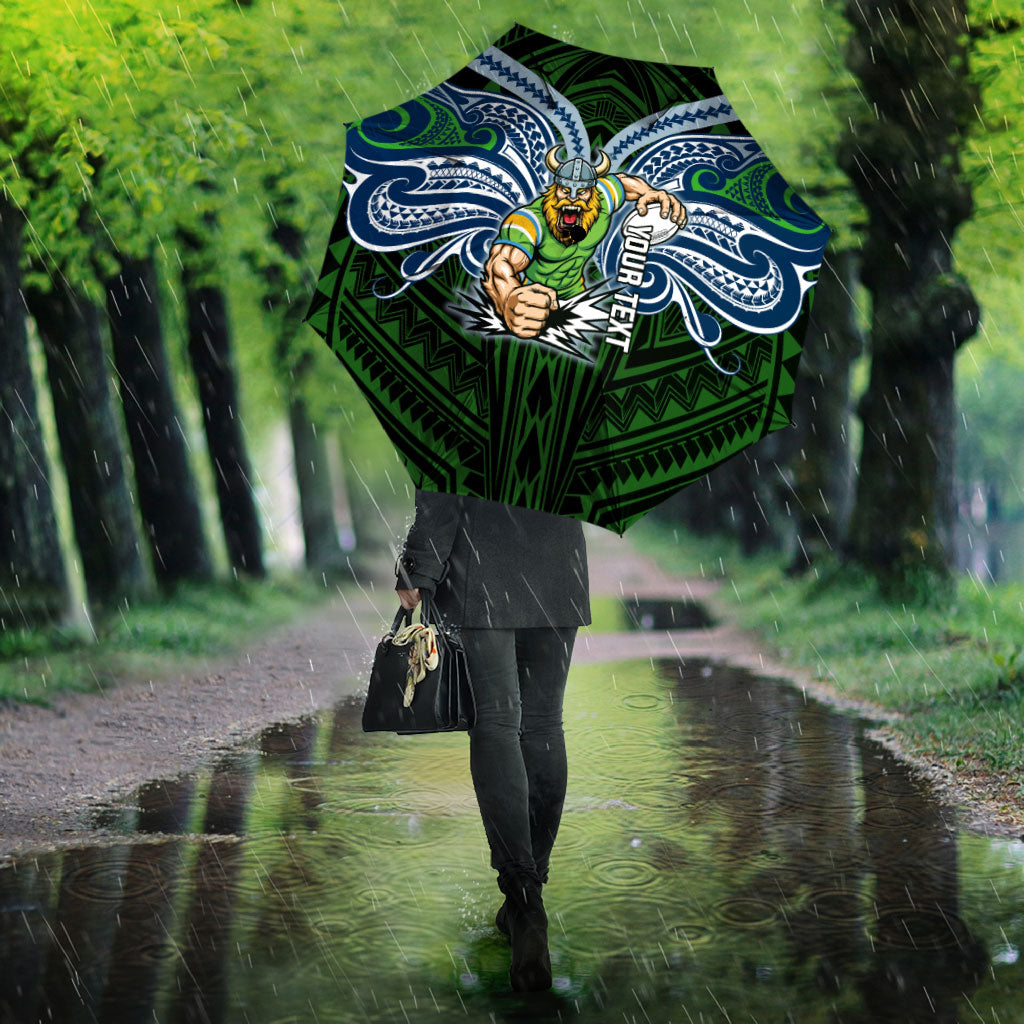 Custom Canberra Raiders Umbrella Viking Warrior Polynesia Islander Rugby Mascot