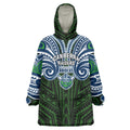 Custom Canberra Raiders Wearable Blanket Hoodie Viking Warrior Polynesia Islander Rugby Mascot