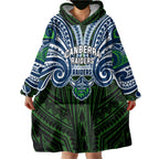 Custom Canberra Raiders Wearable Blanket Hoodie Viking Warrior Polynesia Islander Rugby Mascot