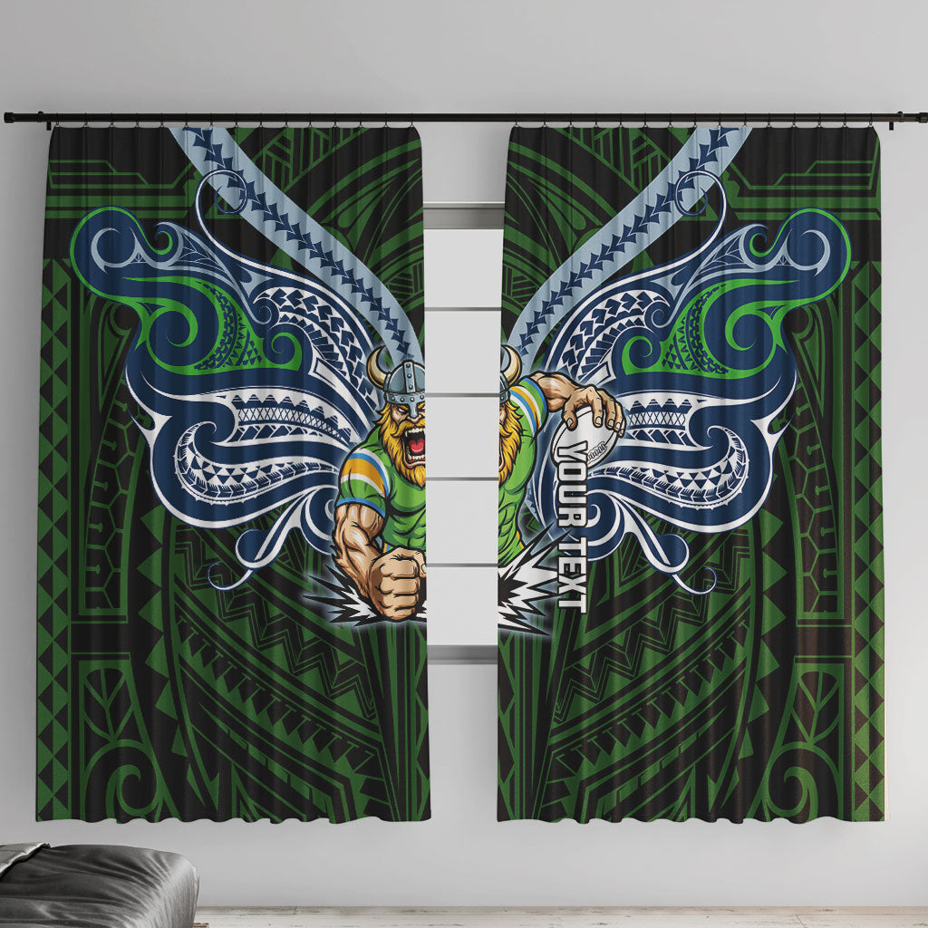 Custom Canberra Raiders Window Curtain Viking Warrior Polynesia Islander Rugby Mascot