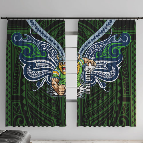 Custom Canberra Raiders Window Curtain Viking Warrior Polynesia Islander Rugby Mascot