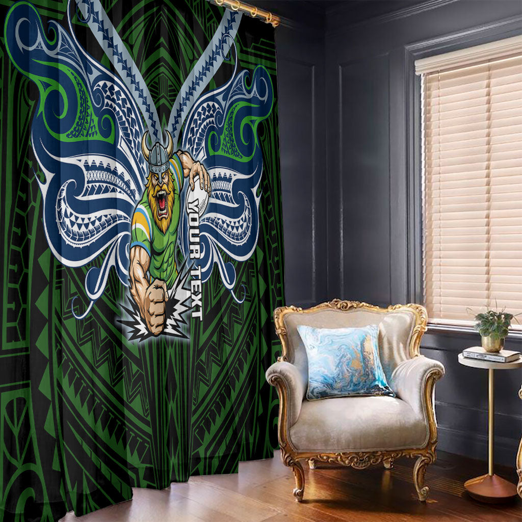Custom Canberra Raiders Window Curtain Viking Warrior Polynesia Islander Rugby Mascot