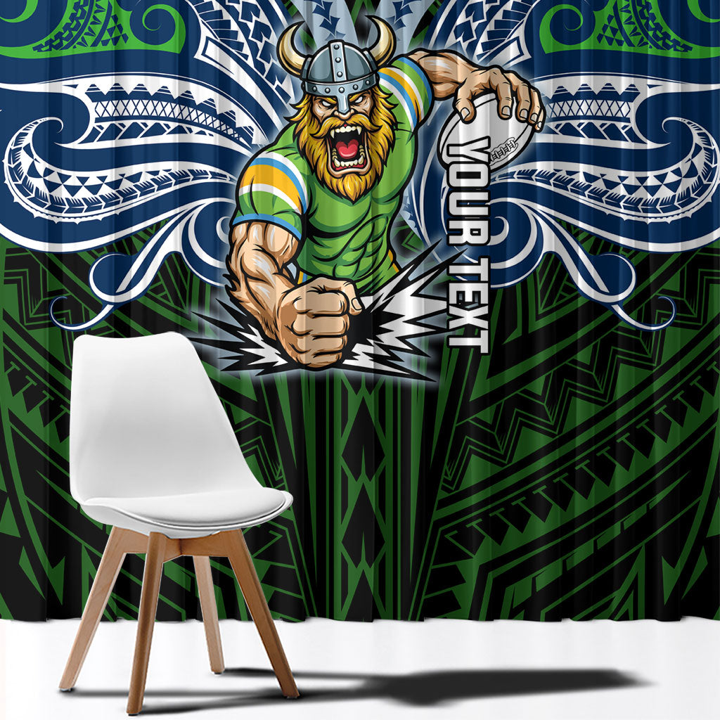 Custom Canberra Raiders Window Curtain Viking Warrior Polynesia Islander Rugby Mascot