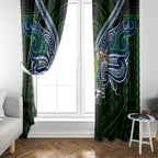 Custom Canberra Raiders Window Curtain Viking Warrior Polynesia Islander Rugby Mascot
