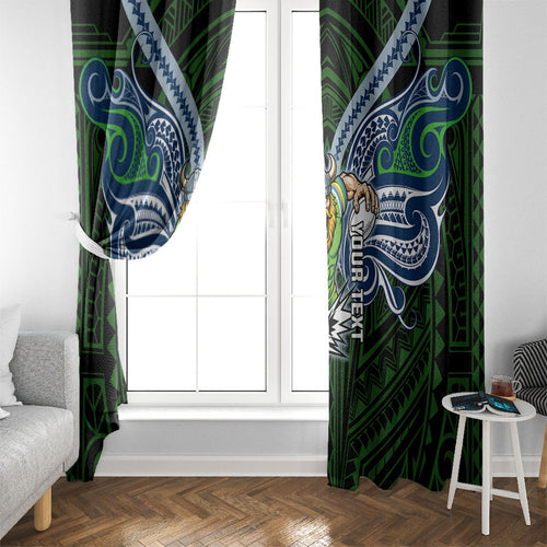 Custom Canberra Raiders Window Curtain Viking Warrior Polynesia Islander Rugby Mascot