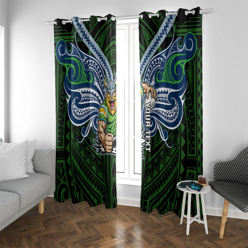 Custom Canberra Raiders Window Curtain Viking Warrior Polynesia Islander Rugby Mascot