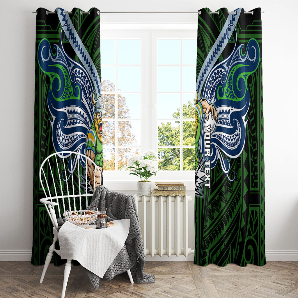 Custom Canberra Raiders Window Curtain Viking Warrior Polynesia Islander Rugby Mascot
