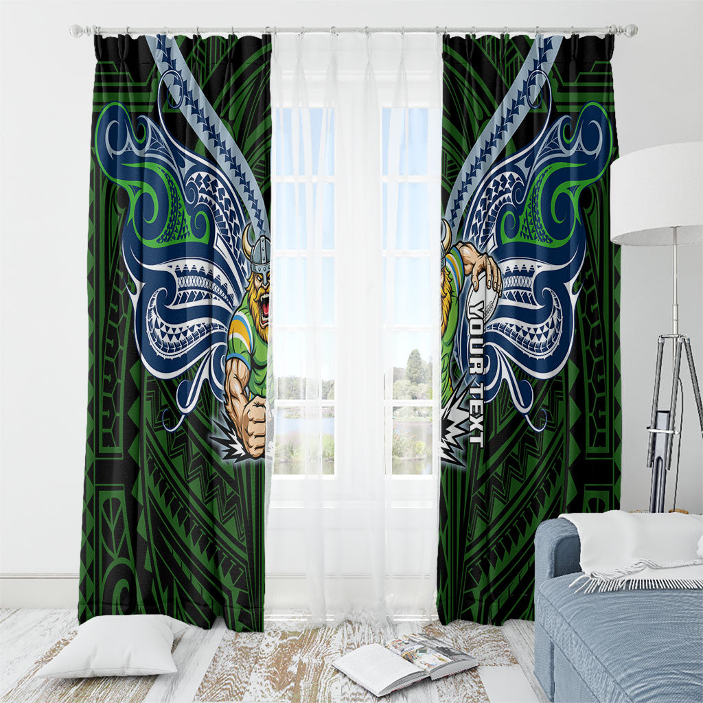 Custom Canberra Raiders Window Curtain Viking Warrior Polynesia Islander Rugby Mascot