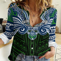 Custom Canberra Raiders Women Casual Shirt Viking Warrior Polynesia Islander Rugby Mascot