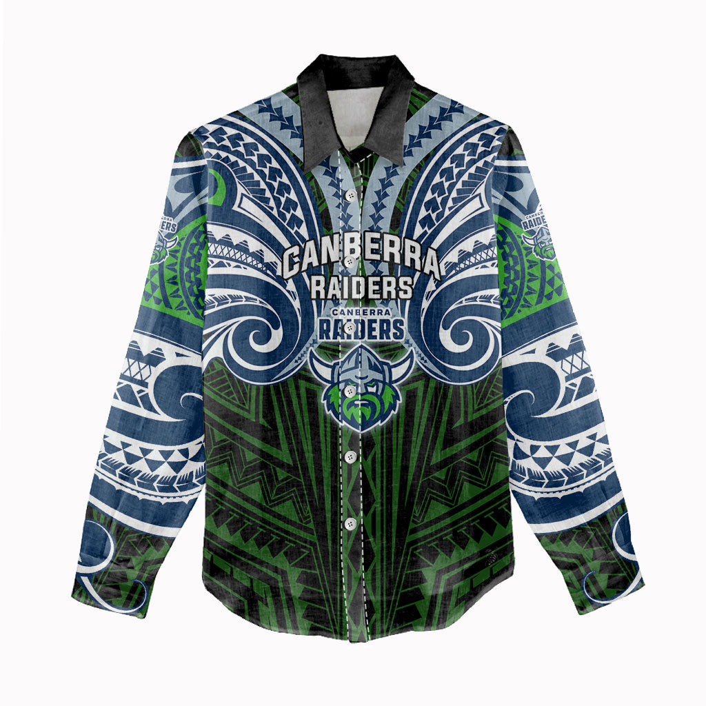 Custom Canberra Raiders Women Casual Shirt Viking Warrior Polynesia Islander Rugby Mascot