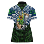 Custom Canberra Raiders Women Polo Shirt Viking Warrior Polynesia Islander Rugby Mascot