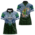 Custom Canberra Raiders Women Polo Shirt Viking Warrior Polynesia Islander Rugby Mascot