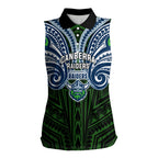 Custom Canberra Raiders Women Sleeveless Polo Shirt Viking Warrior Polynesia Islander Rugby Mascot
