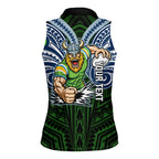 Custom Canberra Raiders Women Sleeveless Polo Shirt Viking Warrior Polynesia Islander Rugby Mascot