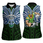 Custom Canberra Raiders Women Sleeveless Polo Shirt Viking Warrior Polynesia Islander Rugby Mascot