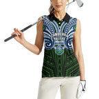 Custom Canberra Raiders Women Sleeveless Polo Shirt Viking Warrior Polynesia Islander Rugby Mascot