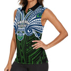 Custom Canberra Raiders Women Sleeveless Polo Shirt Viking Warrior Polynesia Islander Rugby Mascot