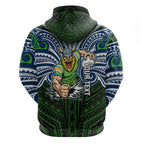 Custom Canberra Raiders Zip Hoodie Viking Warrior Polynesia Islander Rugby Mascot