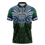 Custom Canberra Raiders Zipper Polo Shirt Viking Warrior Polynesia Islander Rugby Mascot