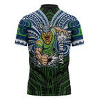 Custom Canberra Raiders Zipper Polo Shirt Viking Warrior Polynesia Islander Rugby Mascot