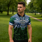 Custom Canberra Raiders Zipper Polo Shirt Viking Warrior Polynesia Islander Rugby Mascot