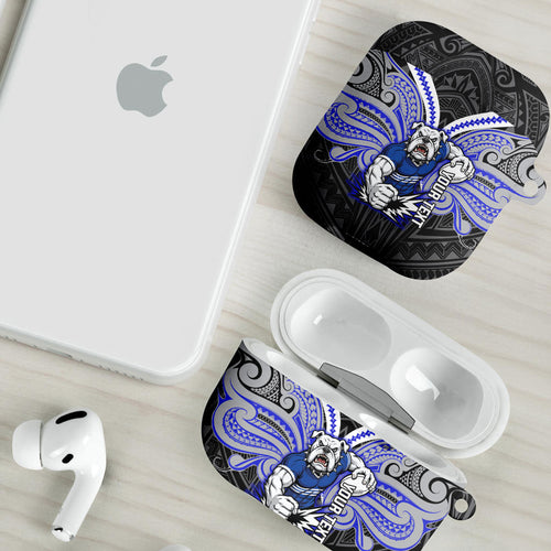 Custom Canterbury-Bankstown Bulldogs AirPods Case Bulldog Warrior Polynesia Islander Rugby Mascot