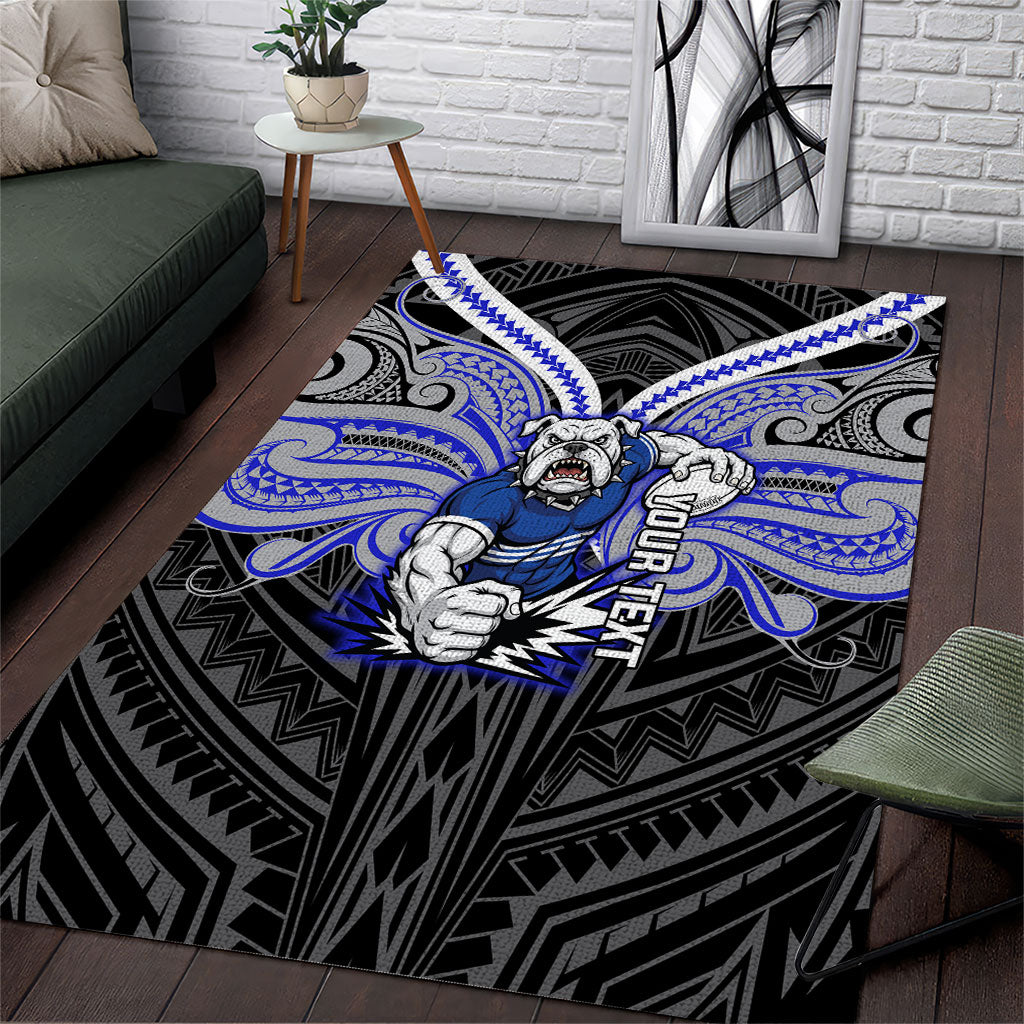 Custom Canterbury-Bankstown Bulldogs Area Rug Bulldog Warrior Polynesia Islander Rugby Mascot