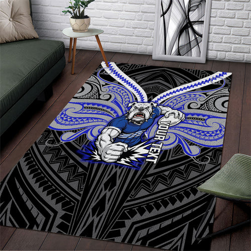 Custom Canterbury-Bankstown Bulldogs Area Rug Bulldog Warrior Polynesia Islander Rugby Mascot