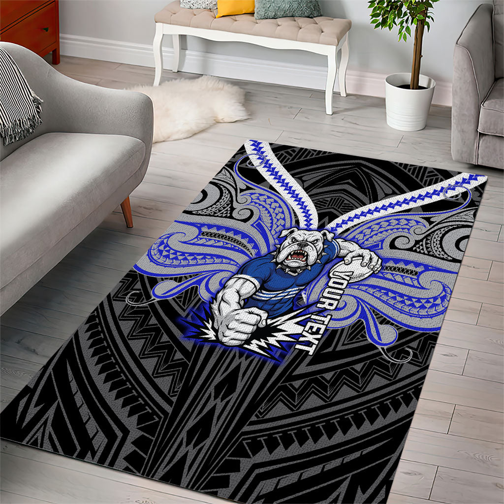 Custom Canterbury-Bankstown Bulldogs Area Rug Bulldog Warrior Polynesia Islander Rugby Mascot