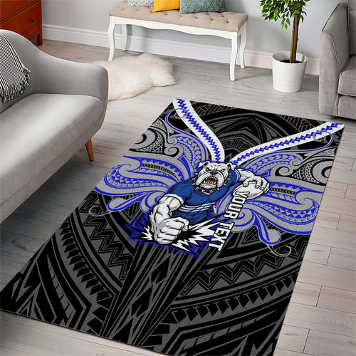 Custom Canterbury-Bankstown Bulldogs Area Rug Bulldog Warrior Polynesia Islander Rugby Mascot