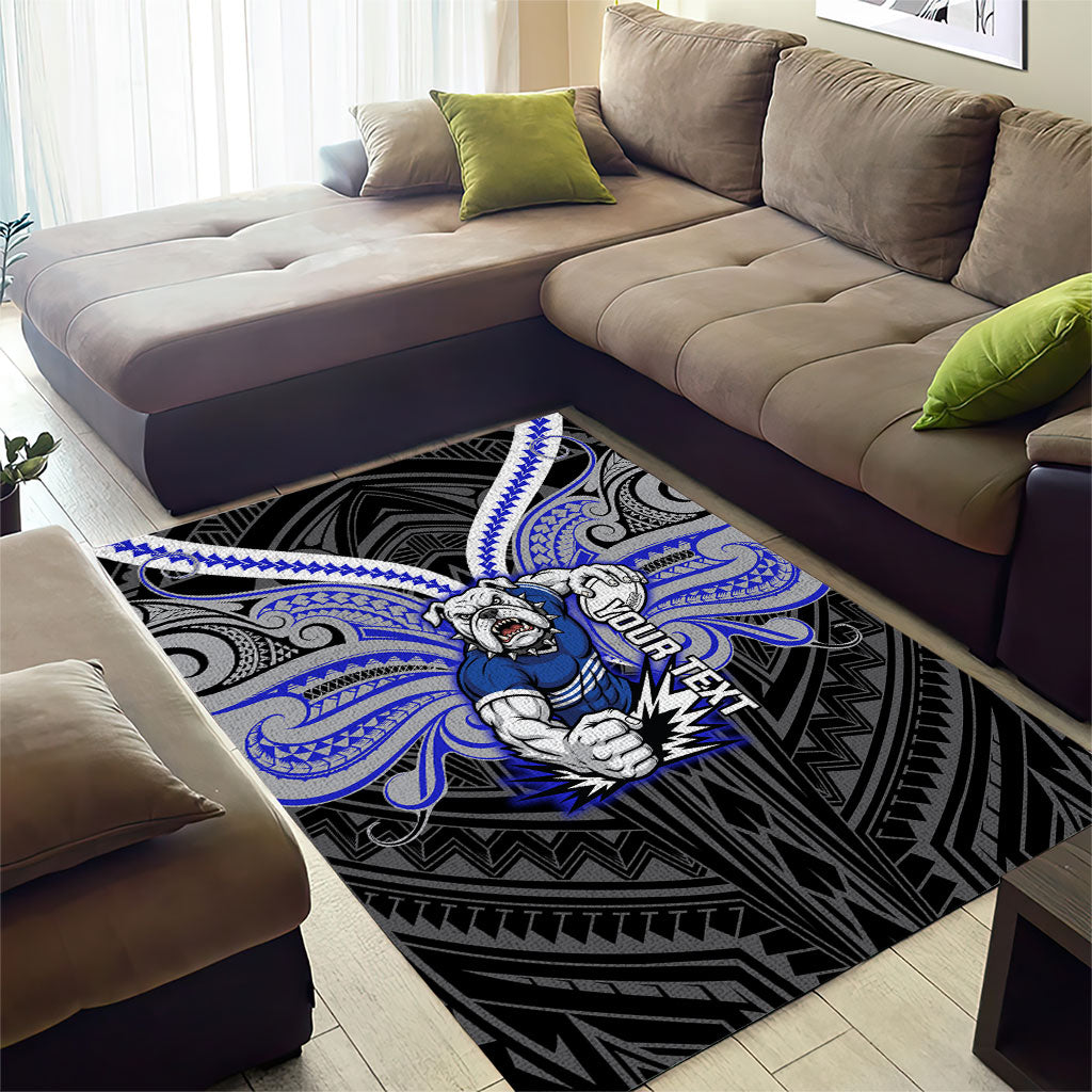 Custom Canterbury-Bankstown Bulldogs Area Rug Bulldog Warrior Polynesia Islander Rugby Mascot