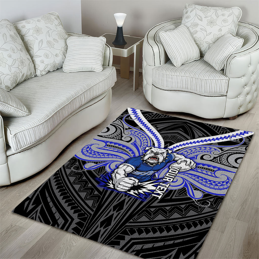 Custom Canterbury-Bankstown Bulldogs Area Rug Bulldog Warrior Polynesia Islander Rugby Mascot