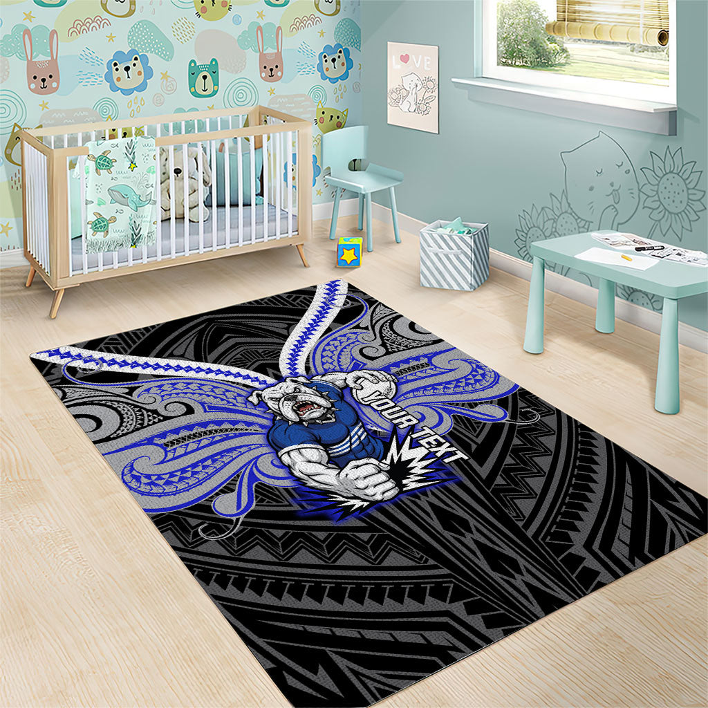Custom Canterbury-Bankstown Bulldogs Area Rug Bulldog Warrior Polynesia Islander Rugby Mascot